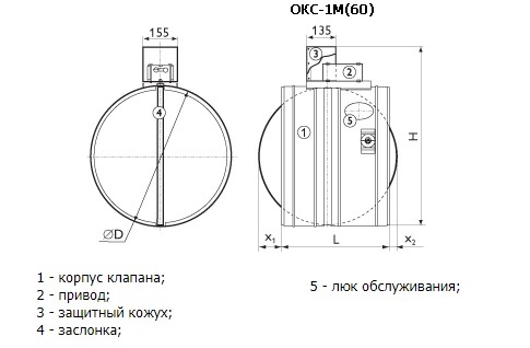 ОКС-1М(60)-ЭМ(24)-315 клапан противопожарный