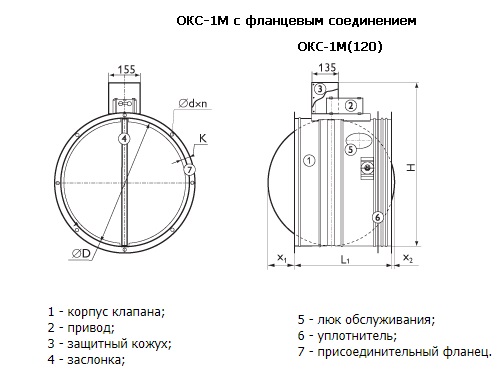 ОКС-1М(120)-PB-100-Ф клапан противопожарный